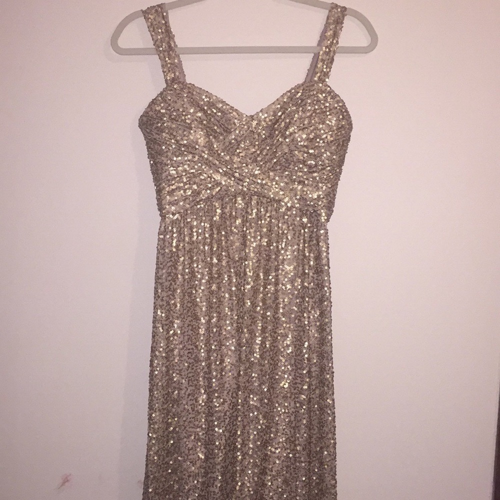 Gold sequences full length gown